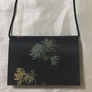 NWOT Vanessa Black Satin Clutch